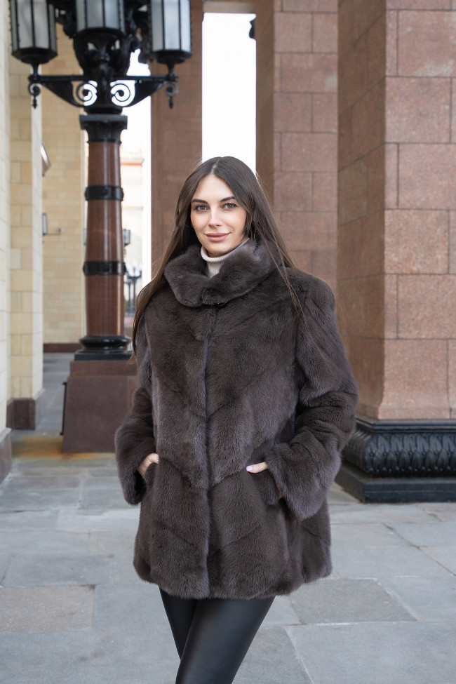 Норка паркет с капюшоном Норка паркет с капюшоном