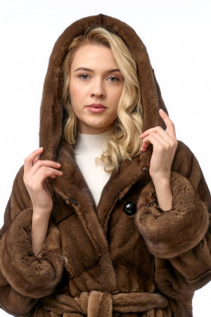 Норка кимоно с капюшоном кобра 