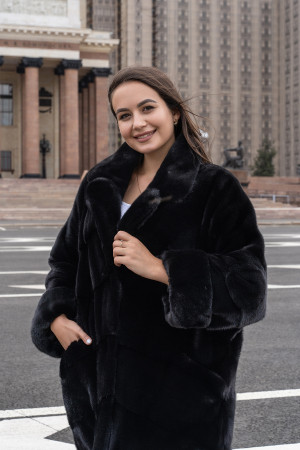 Норка BLACKGLAMA кимоно Английский воротник