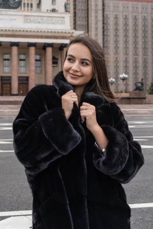 Норка BLACKGLAMA кимоно Английский воротник