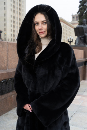 Норка BLACKGLAMA роспуск с капюшоном кобра